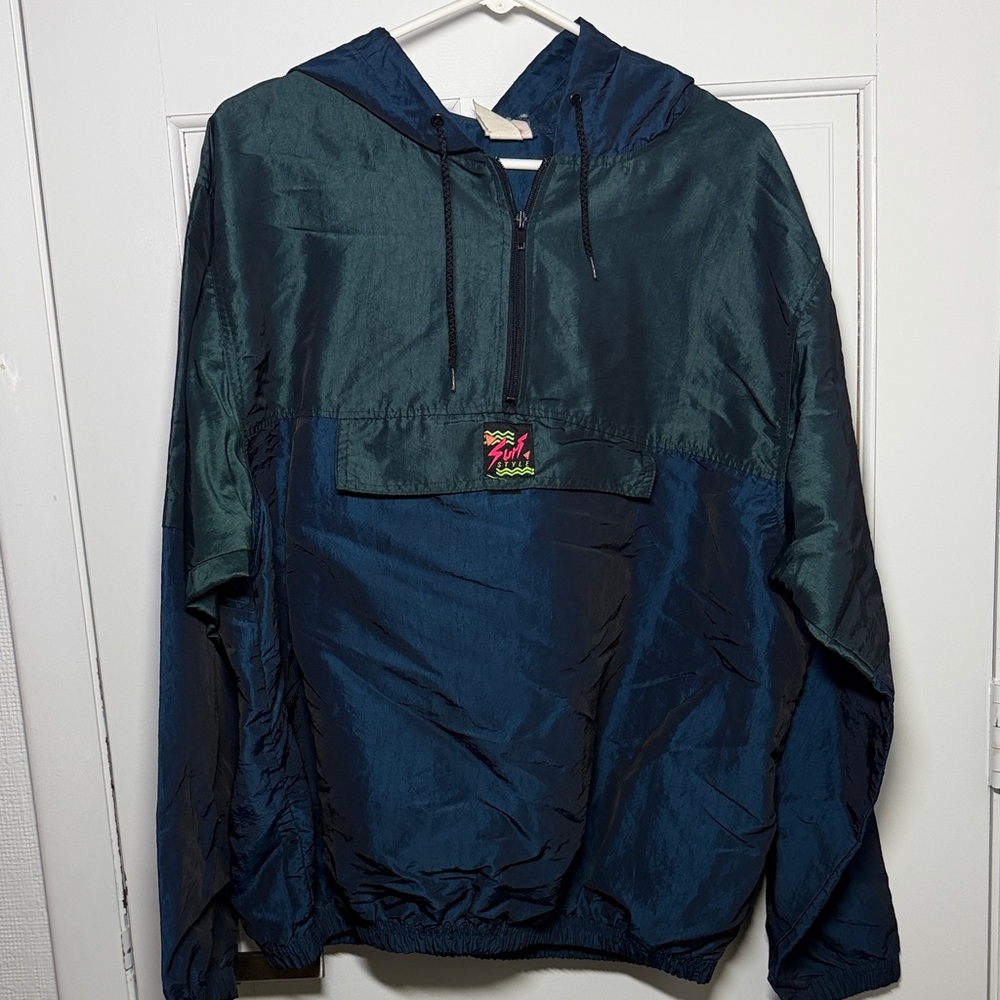 Surf style Green and Blue Hooded Jacket